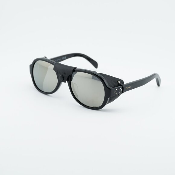Celine CL40301U 01C Sunglasses Black Square Frame, Smoke Mirror Lenses main image 8